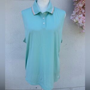Nike Sleeveless Polo Tank Top in Mint Green with Stripe Collar